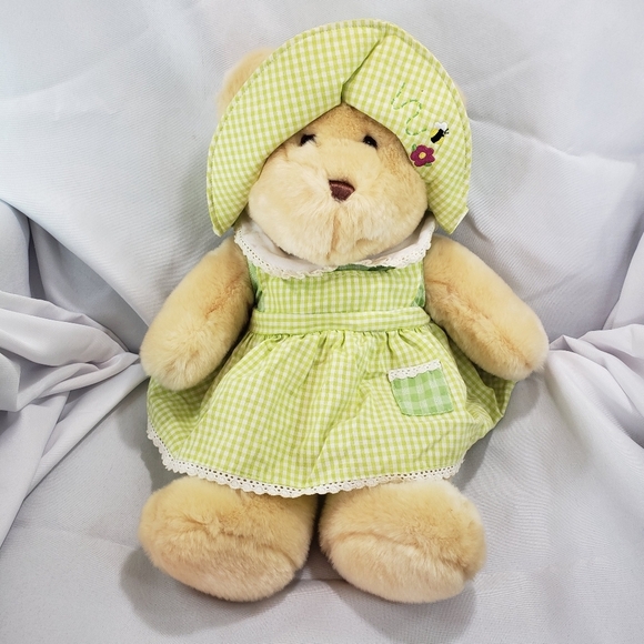 Walmart Kid Connection Springtime Teddy Bear Plush Stuffed Toy Green Dress 17 In - Picture 11 of 11